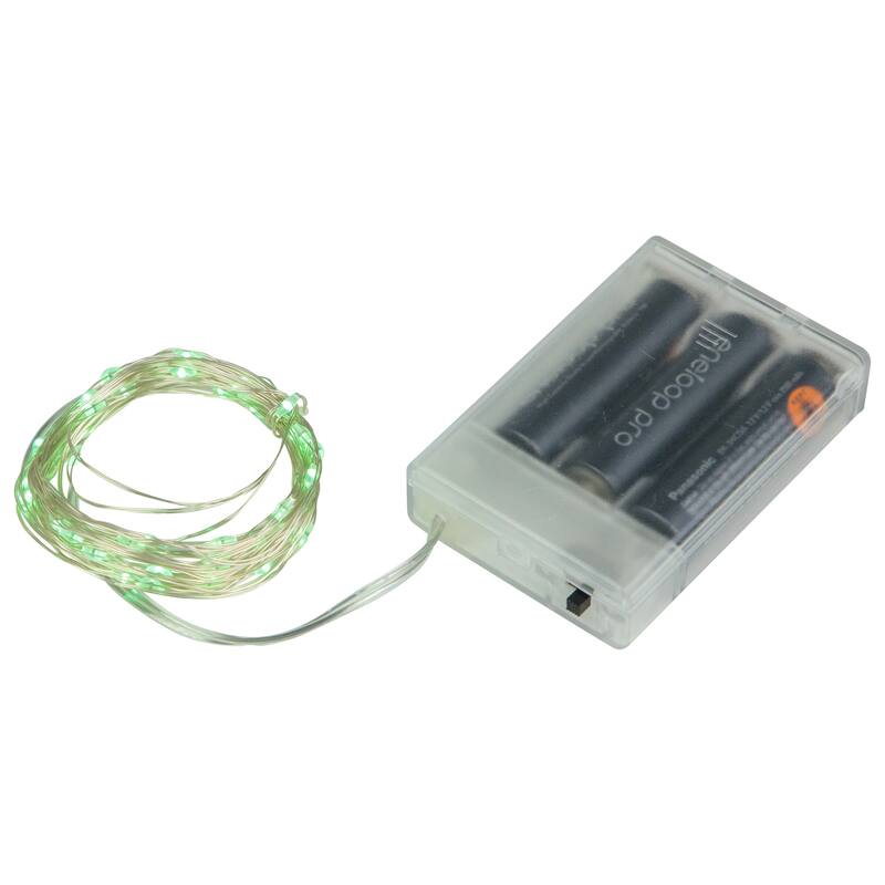 50-Count Micro Fairy Christmas Lights - 16ft - Green LED - Copper Wire