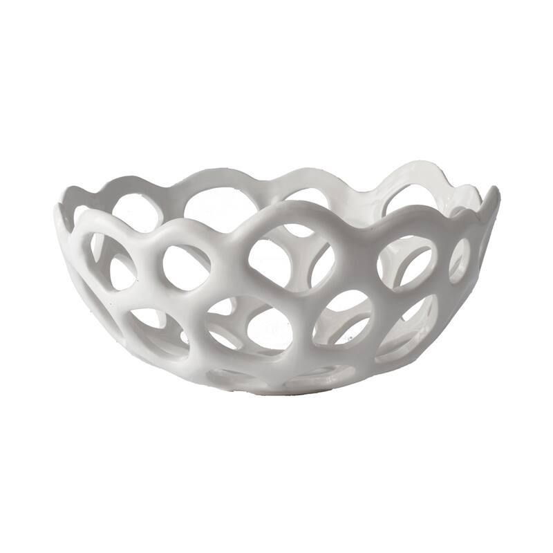 Elk Home Perforated Porcelian White 12 Inch Wide Bowl