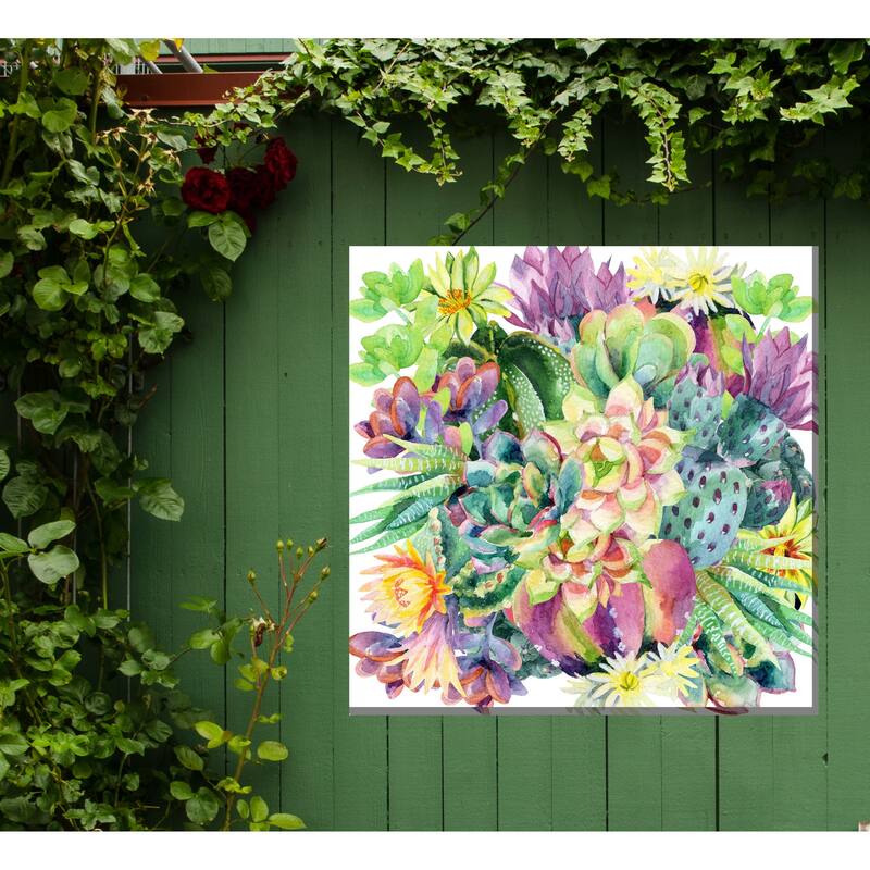 Succulent Blooms Indoor/Outdoor Art 24"X24"
