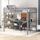 preview thumbnail 18 of 43, Full size Loft Bed with Desk, Writing Board and Drawers Cabinet, White
