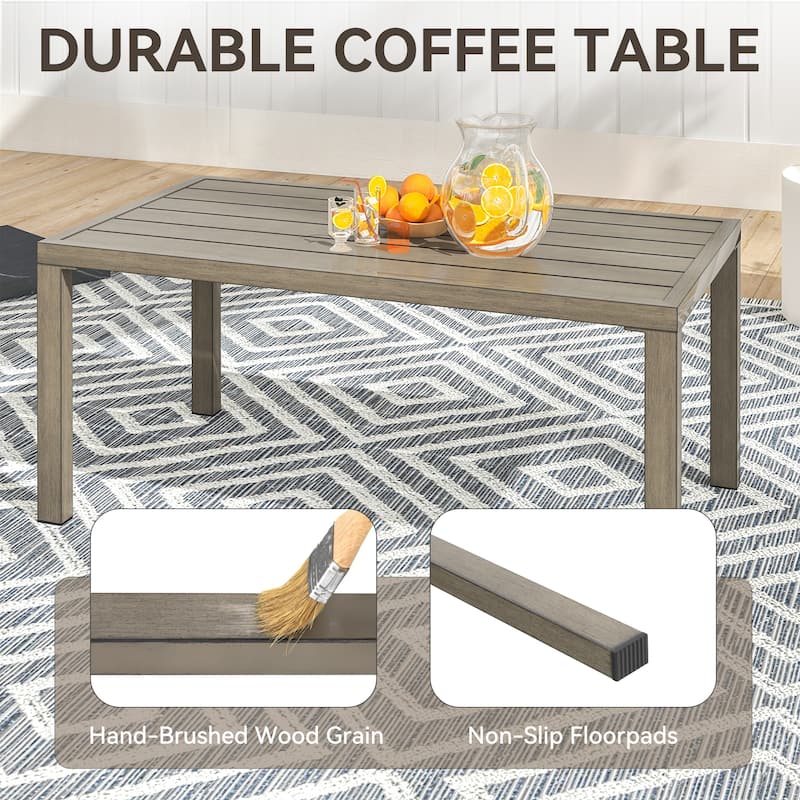 MornLift 4-Piece Aluminum Outdoor Patio Conversation Set with Beige Cushions, Sofa and Coffee Table