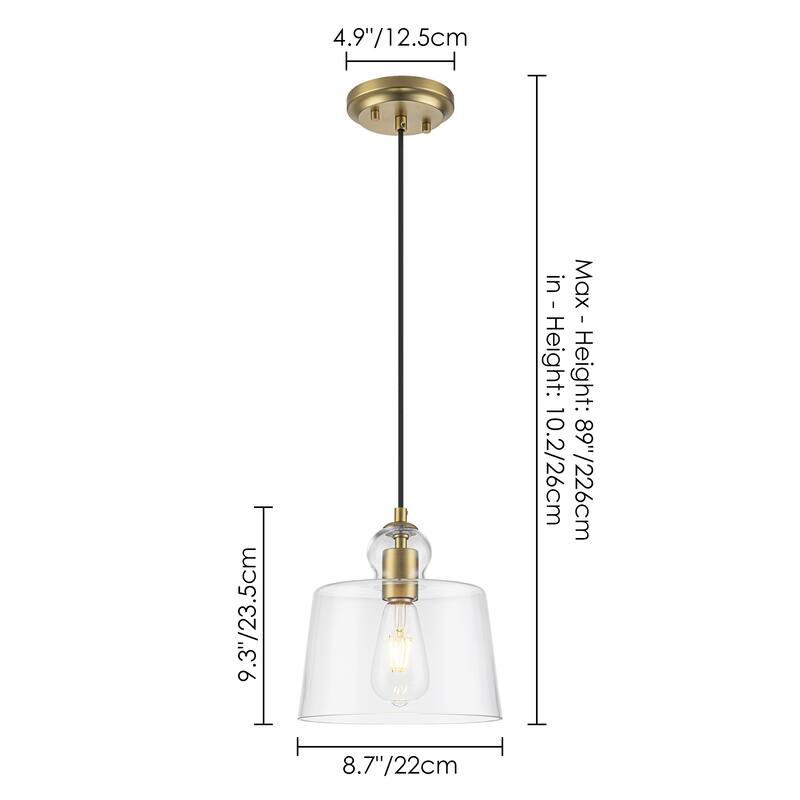 8.7" 1-Light Modern Mini Chrome/Gold/Matte Black Clear Glass Pendant Light for Kitchen Island Dining Room