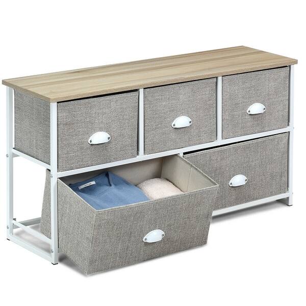 Shop Gymax 5 Drawers Dresser Storage Unit Side Table Display