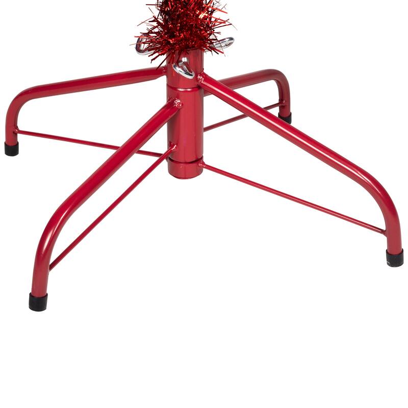 Artificial Tinsel Christmas Tree - 6' - Red - Unlit - 6 Foot