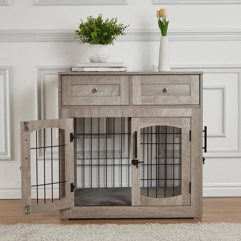 Dog Crate Furniture with Storage Drawers