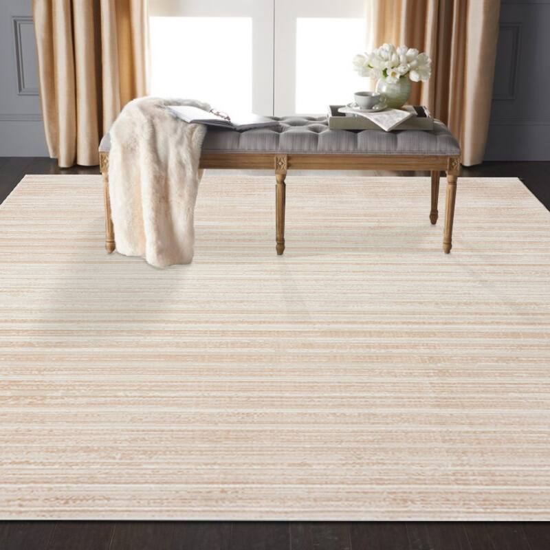 Sevita Cream/Beige Striped Contemporary Area Rug