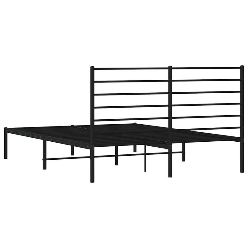 vidaXL Metal Bed Frame with Headboard, No Mattress
