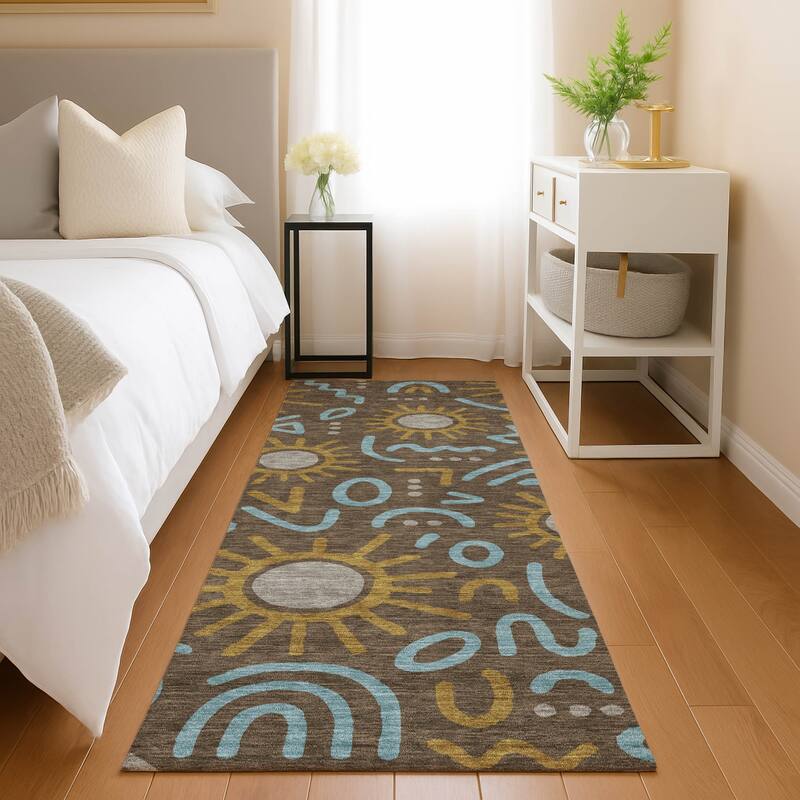Machine Washable Indoor/ Outdoor Modern Sol Chantille Rug