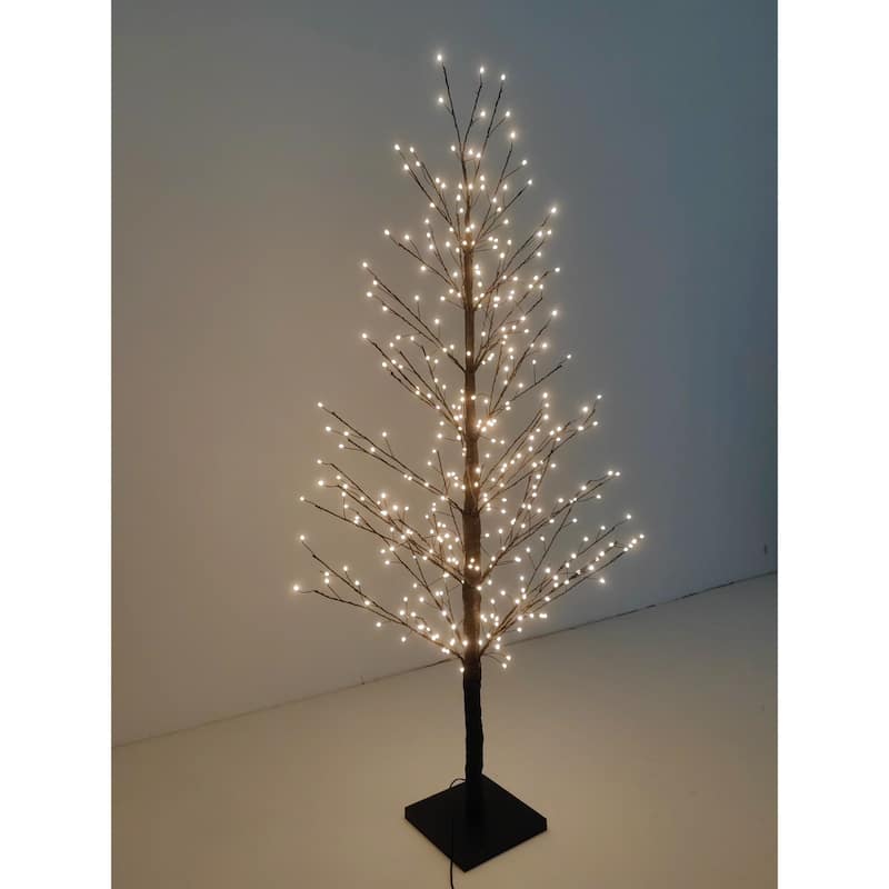 Pre-Lit Black Artificial Birch Twig Christmas Tree - 4' - Warm White LED Lights