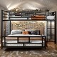 preview thumbnail 15 of 26, Modern L-shaped Metal Twin & Full Size Bunk Beds Black