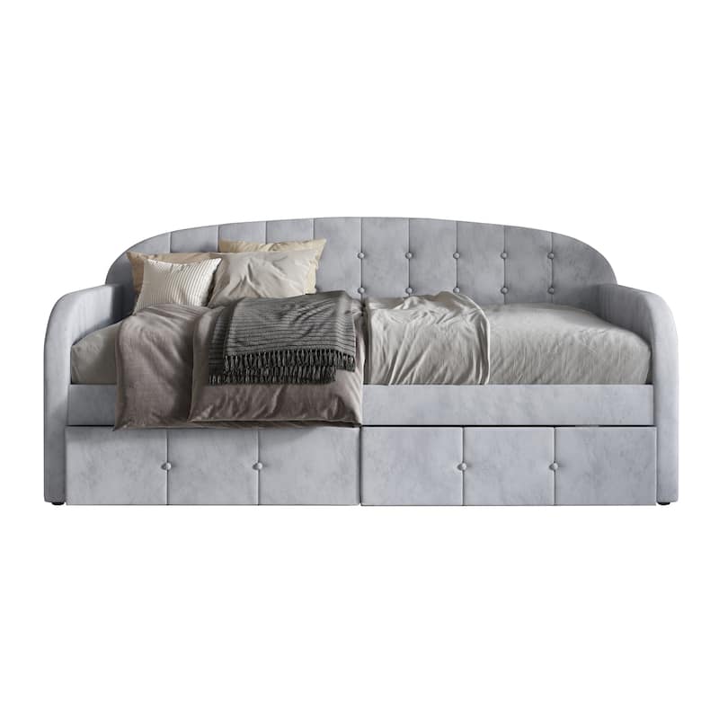 CraftPorch Modern Velvet Twin Size Daybed with Storage - Silver - Twin