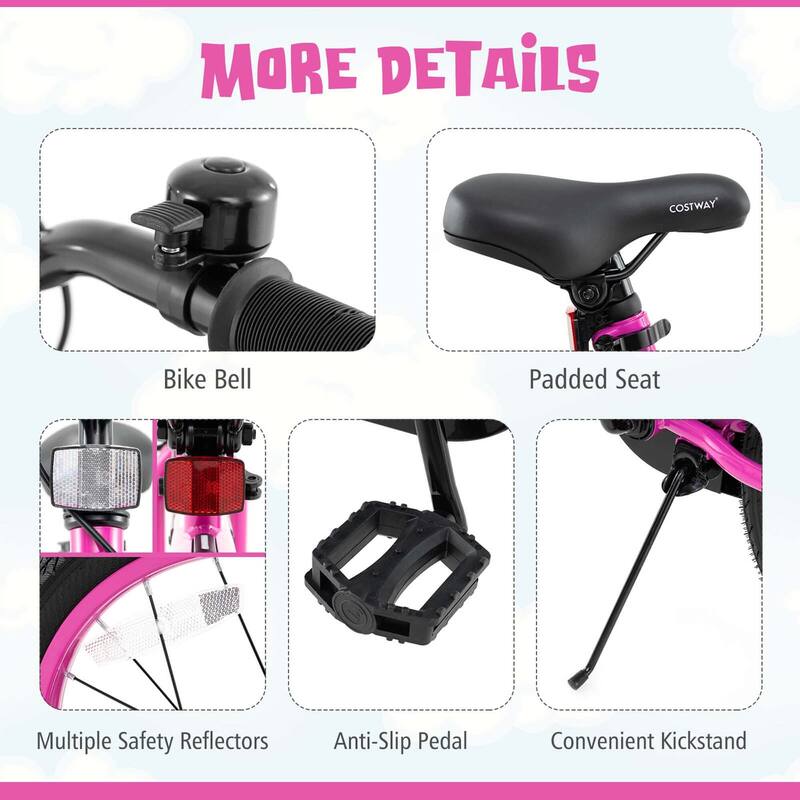 Costway 18" LED Lighted Kids Bike with Adjustable Seat Coaster Brake - See Details