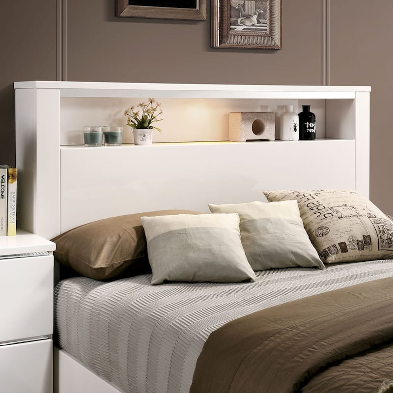 Champs Contemporary Eastern King Solid Wood 3-Piece Storage Panel Bed Set with USB Port by Furniture of America