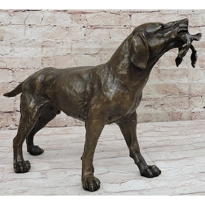 Signed Truffot Hunting Dog With Dead Bird Bronze Art Deco Sculpture Home Decor