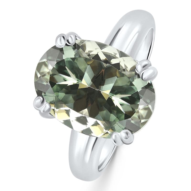 5Ct Green Amethyst Oval Ring Gold