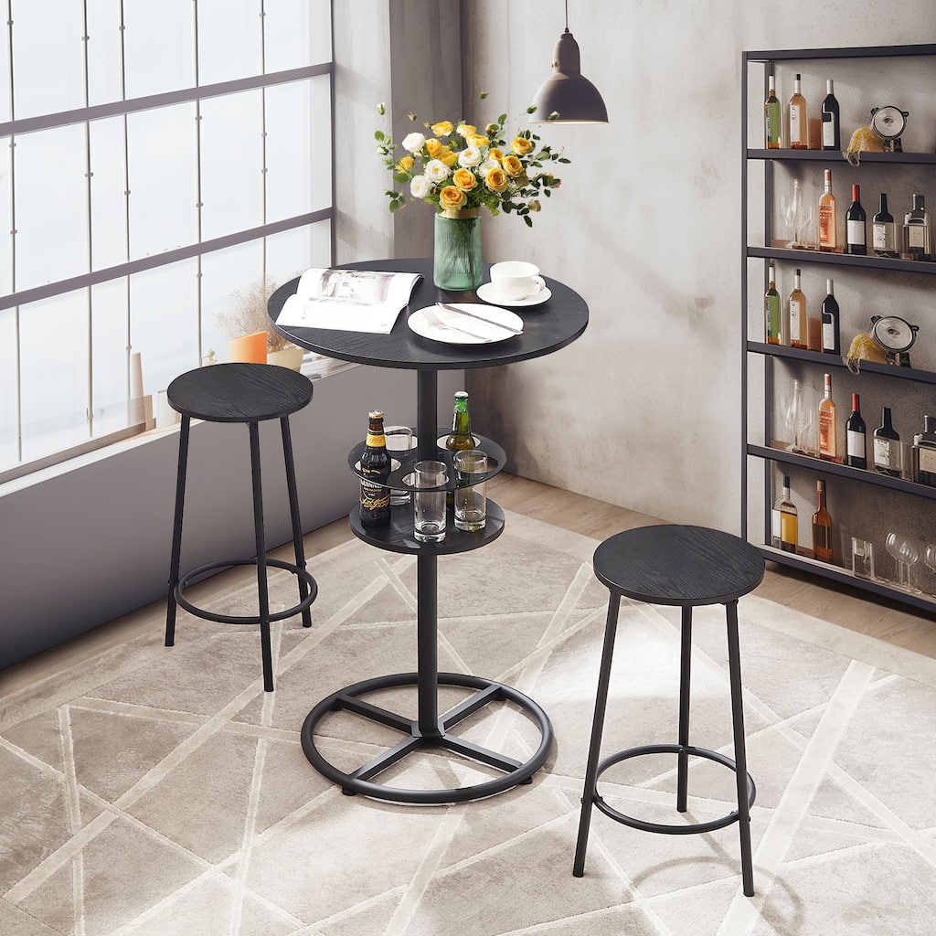 Javlergo 3-Piece Round Bar Table with Barstool