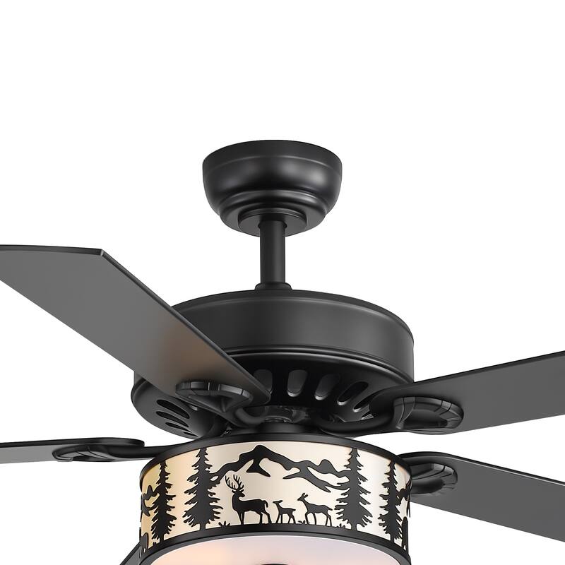 52-inch Reversible 5-Blade Caged Ceiling Fan with Light and Remote