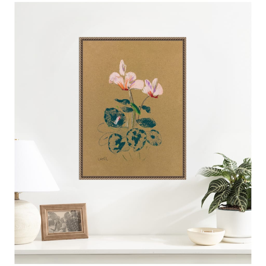 Kate and Laurel Cyclamen 1916 Odilion Redon by Nostalgia Prints Framed Canvas Wall Art Print