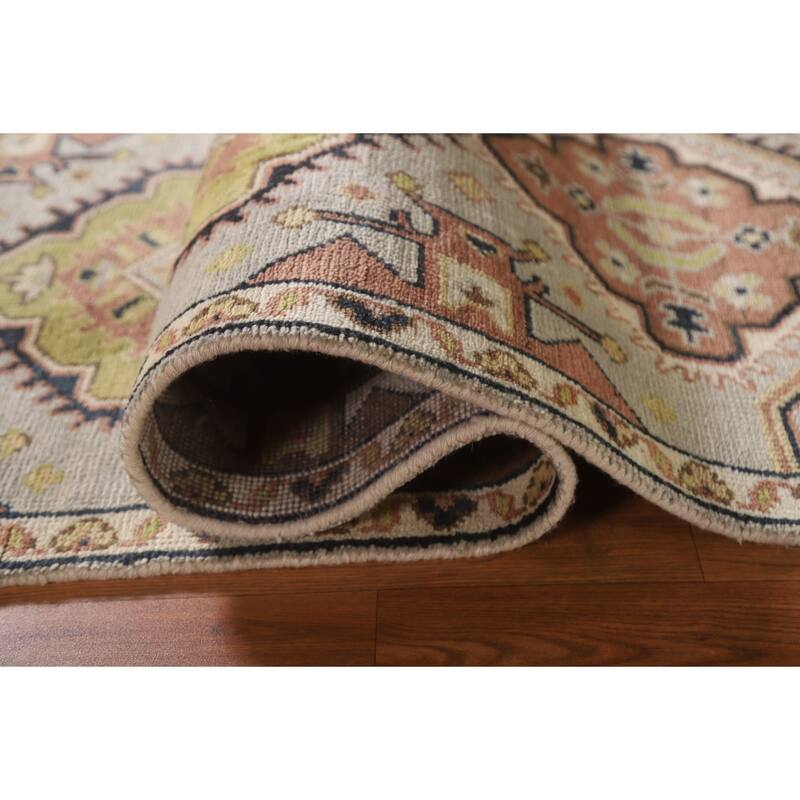 Geometric Beige Kazak Indian Runner Rug Handmade Wool Carpet - 2'5"x 7'8"