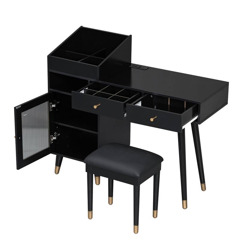 Modern Makeup Vanity Desk with Drawers,Space-saving Dressing Table Set