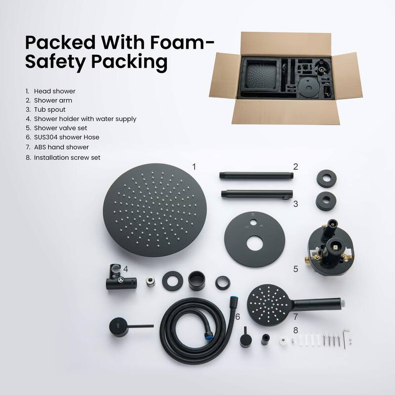 Pressure Balanced Ceiling Mounted 3-Function Shower System with Rough In Valve