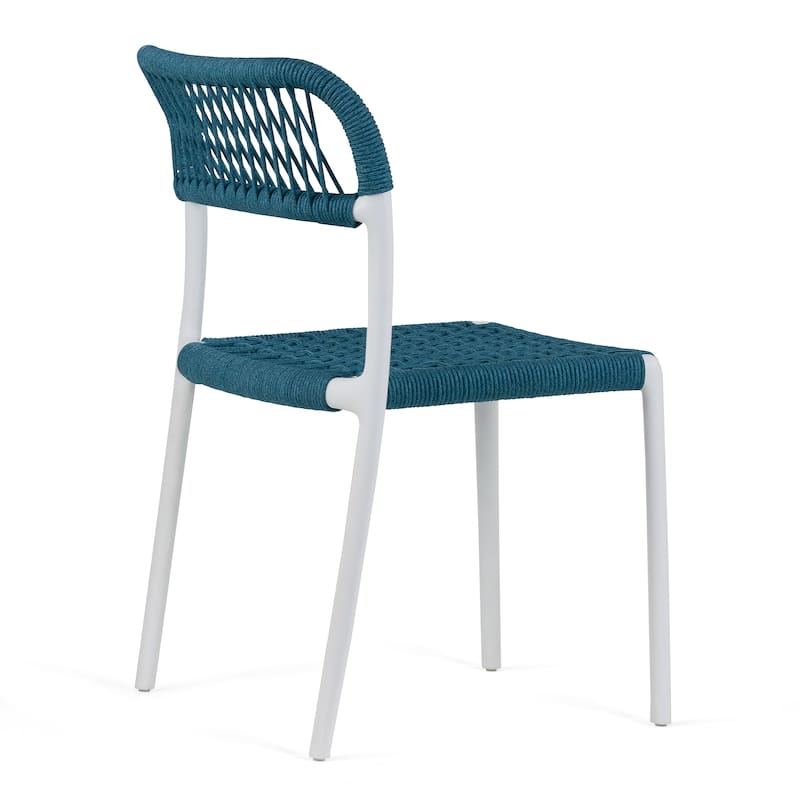 Set of 12 Belen Blue Woven Rope Fabric Dining Chair with Plastic Frame