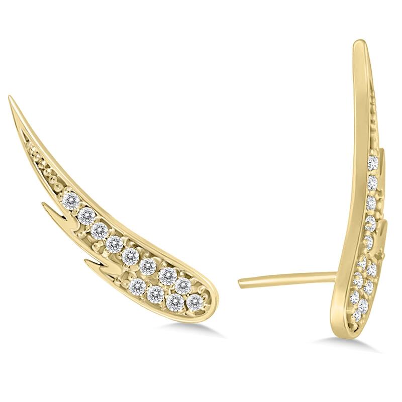 Marquee 1/4 Carat TW Diamond Angel Wing Climber Earrings in 14K Yellow Gold