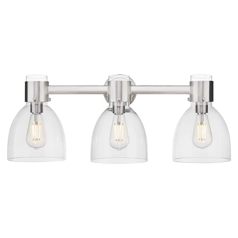 Innovations Lighting Downtown Urban - Lawton Bell - 3 Light 24" Wall-Mounted Bath Vanity Light - Clear/Satin Nickel