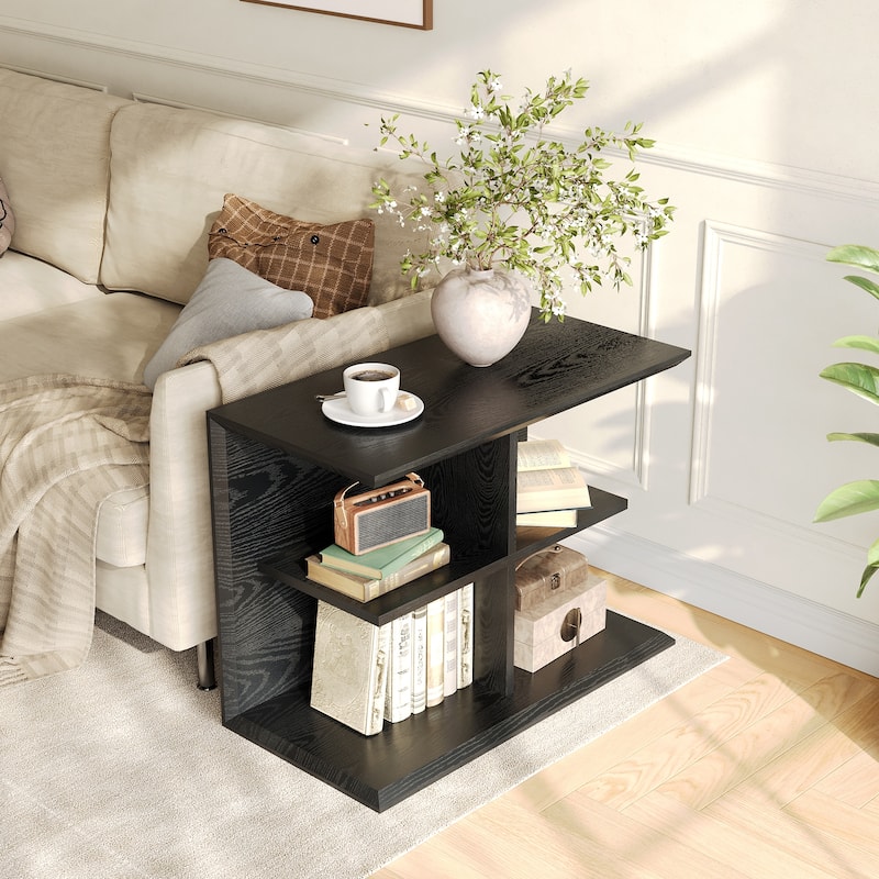 Small Black End Side Table Nightstand for Living Room Bedroom - Black