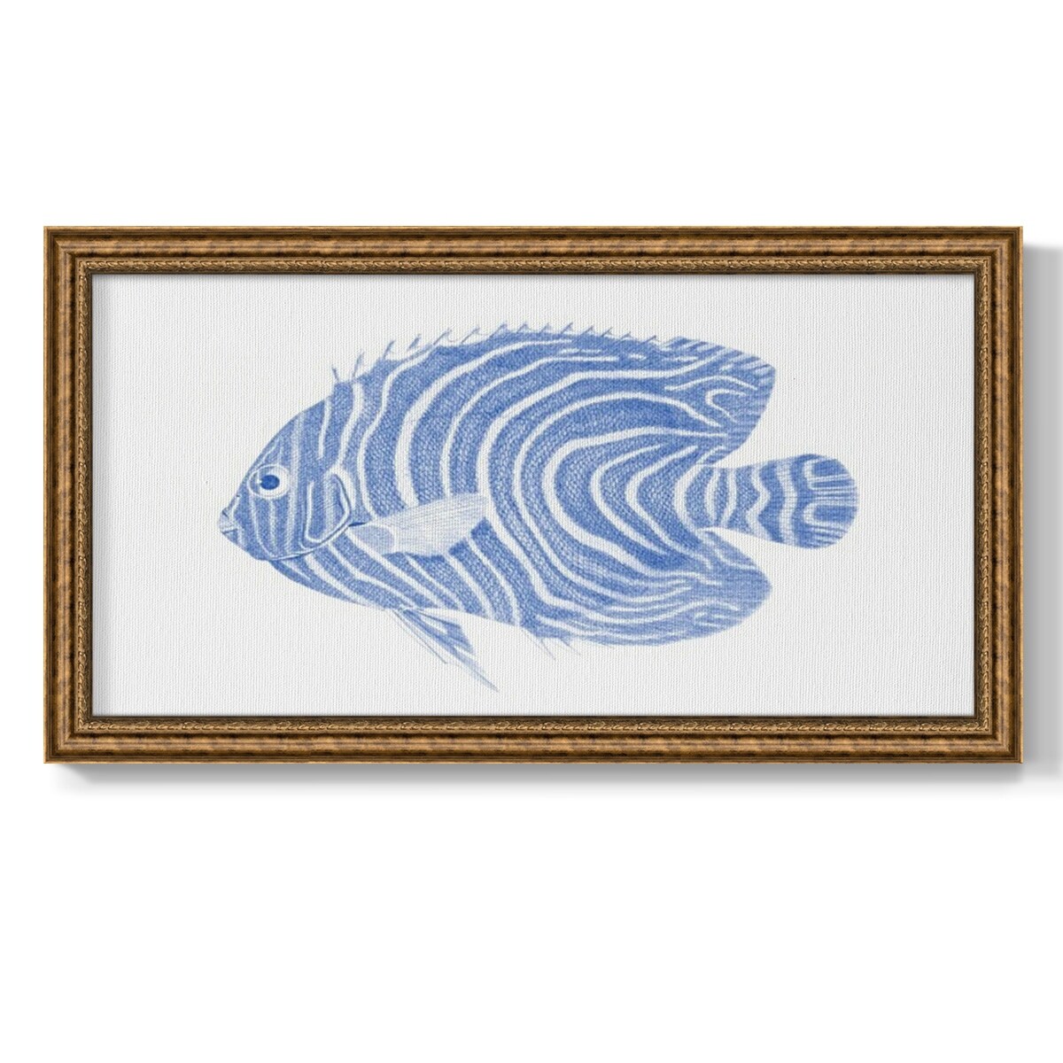 Blue & White Tropical Fish II Premium Framed Canvas- Ready to Hang