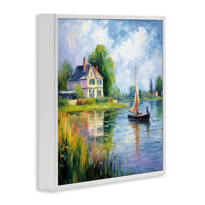Stupell Boat Drifting Near Shore Framed Giclee Art Design By Heidi Kuntz