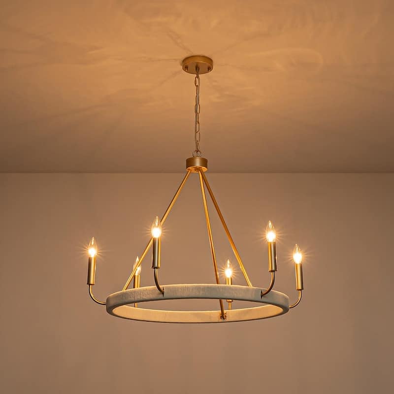 Modern Lodge 6-Light Candle-style Circular Chandelier - 30.1 in