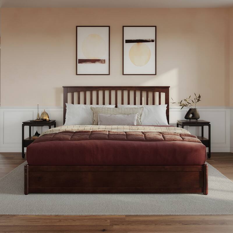 Everett Platform Bed with Panel Footboard and Twin XL Trundle