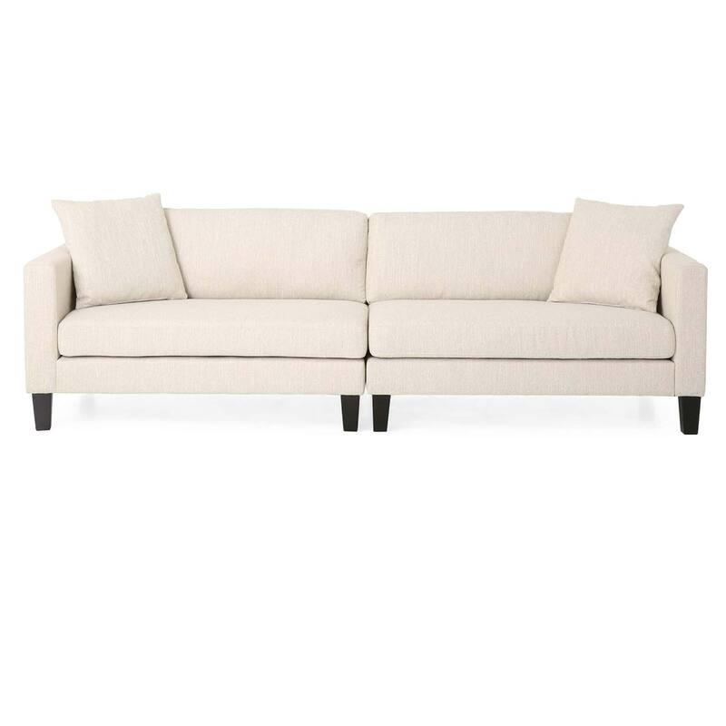 Fabric Upholstered Sofas Small Space Loveseat Sofas Lounge Armrest Couch w/ Wood Legs 101" Long Couches for Living Room