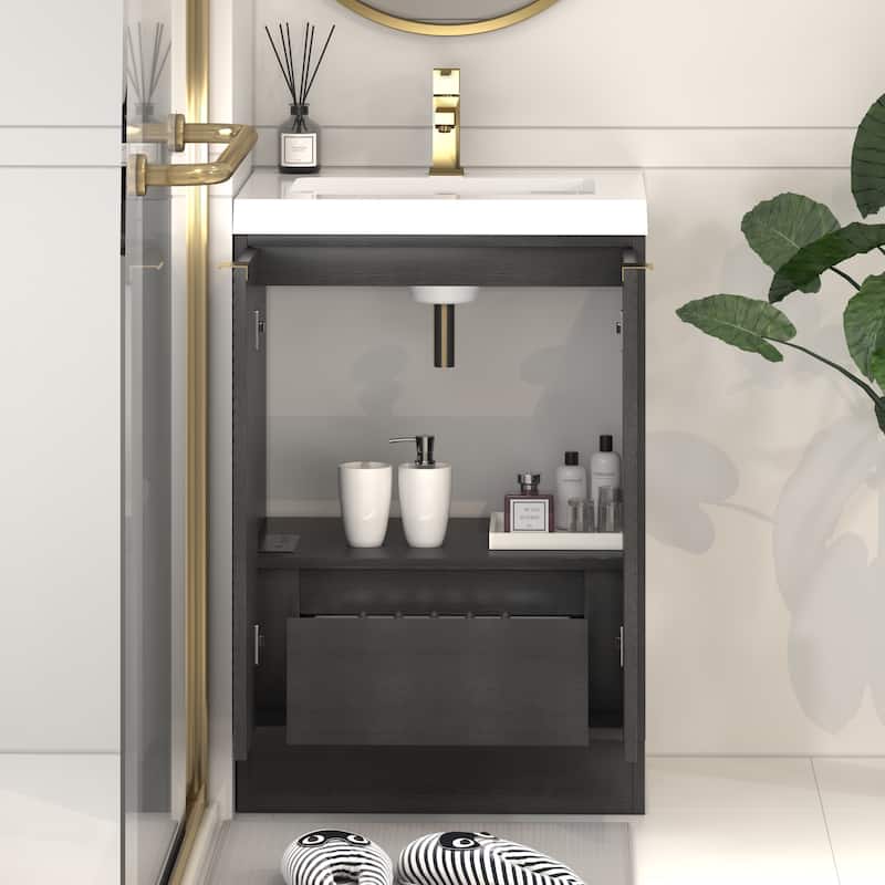 Milano 30" Freestanding Bathroom Vanity with White Acrylic Sink