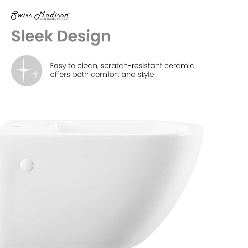 Angers Wall Hung Bidet In Glossy White - 21.65" x 14.55" 13"