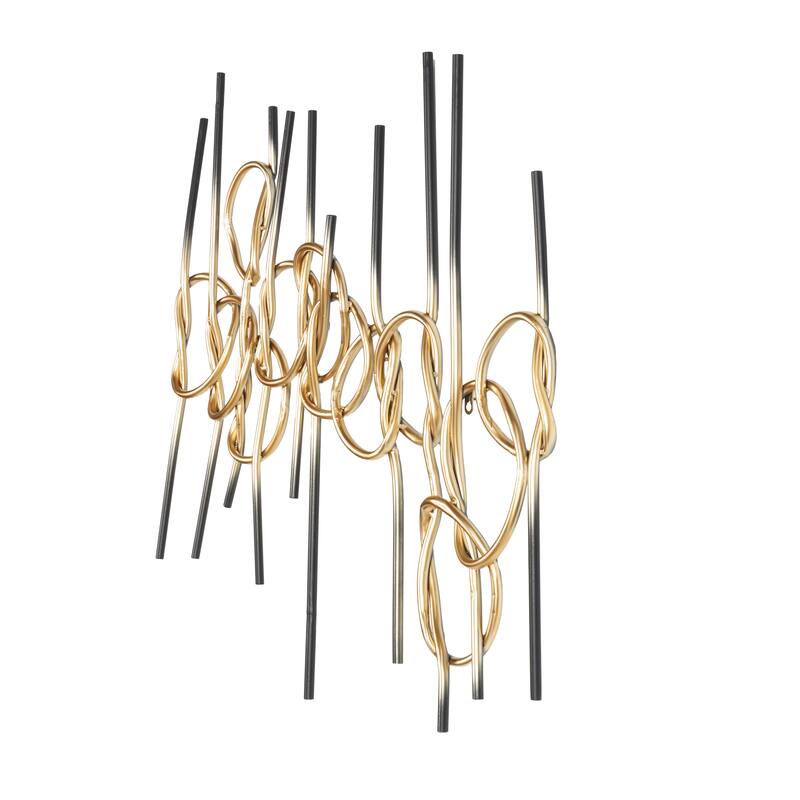 Metal Geometric Knotted Ombre Wall Decor with Black Ends - Gold - Roche River Decor