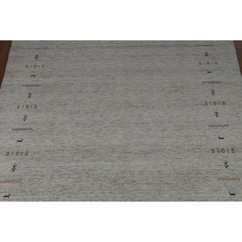 Hand Knotted Oriental 100% Wool Carpet Tribal Animal Pictorial Greys & Charcoal Gabbeh Area Rug - 10' 0'' X 8' 3''