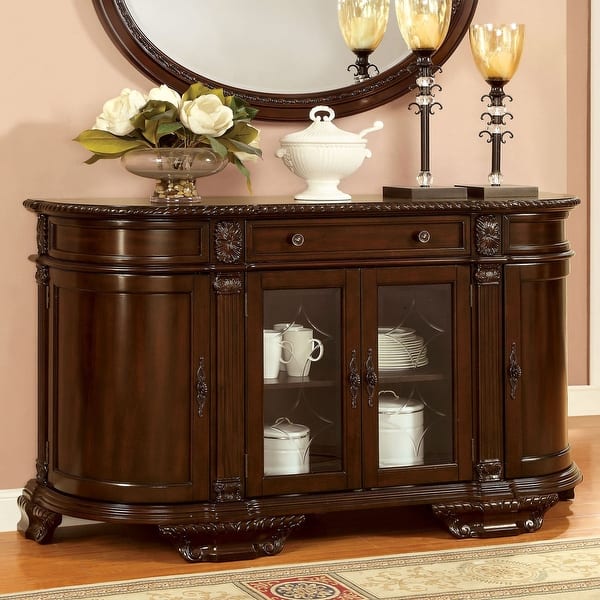 slide 2 of 7, Furniture of America Kova Traditional Cherry Solid Wood 6-shelf Server Brown Cherry