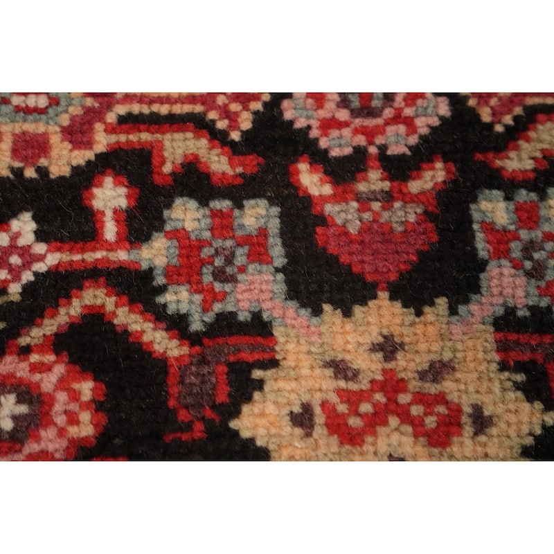 Hand Knotted Oriental 100% Wool Carpet Traditional Geometric Black Karabagh Runner Rug - 19' 1'' X 3' 7''