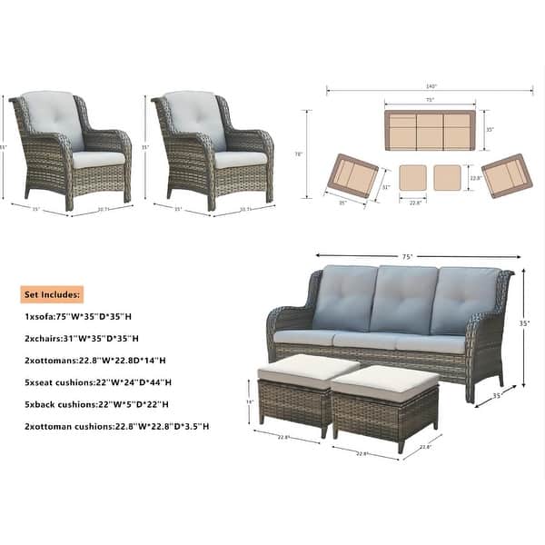 Pocassy 5Piece Patio Furniture Set with Ottomans On Sale Bed Bath