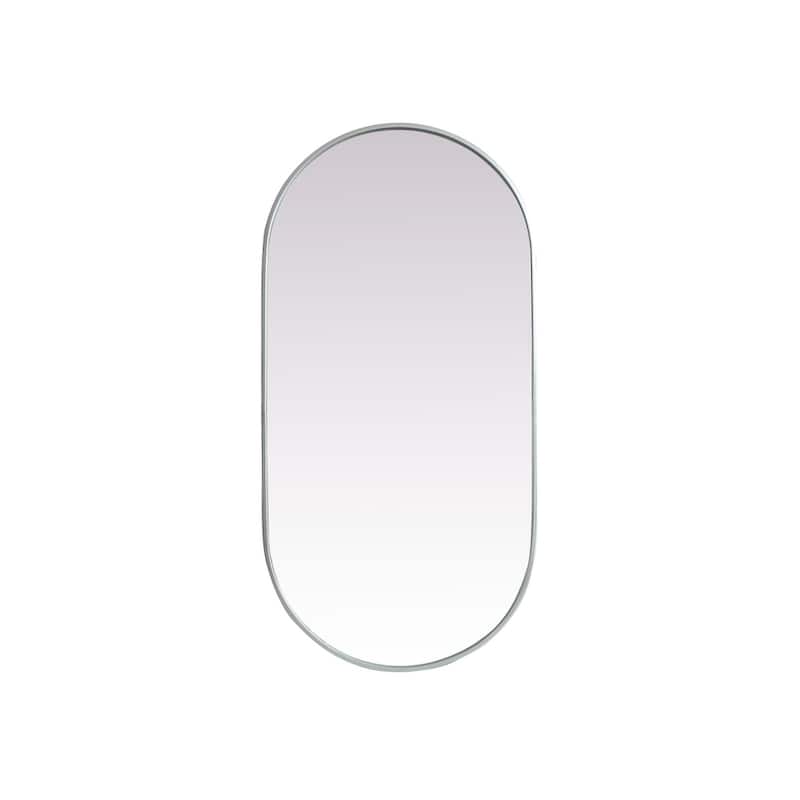 Indigo Home Metal Frame Oval Mirror 24x48 Inch - Silver