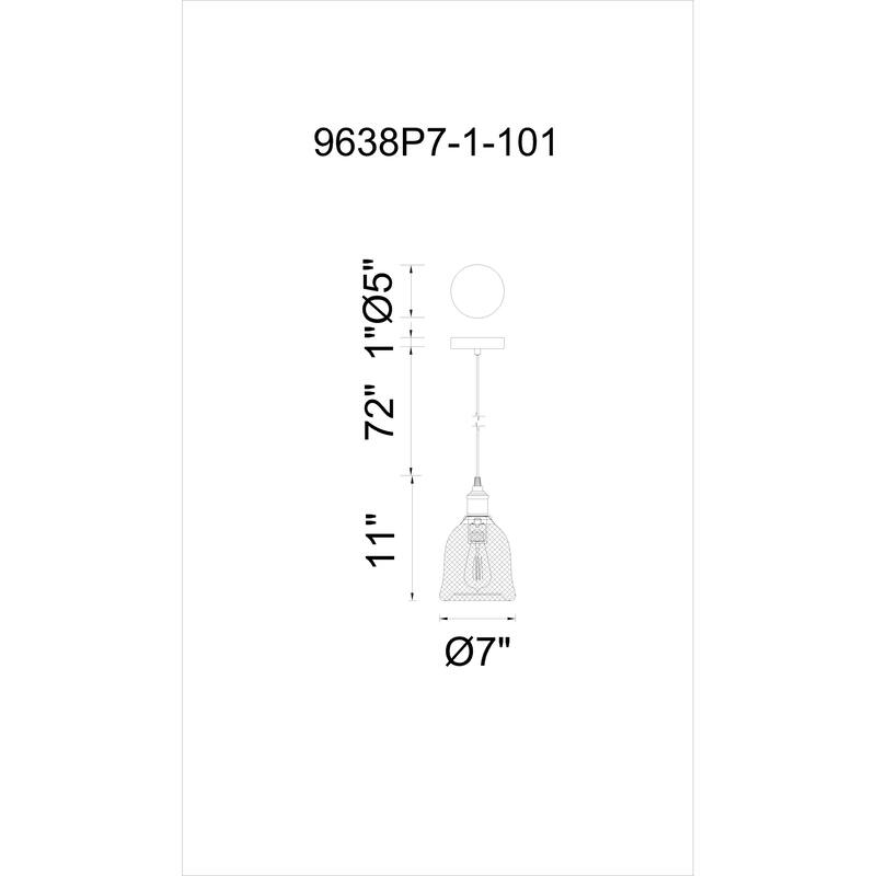Drea 1 Light Down Mini Pendant With Black Finish
