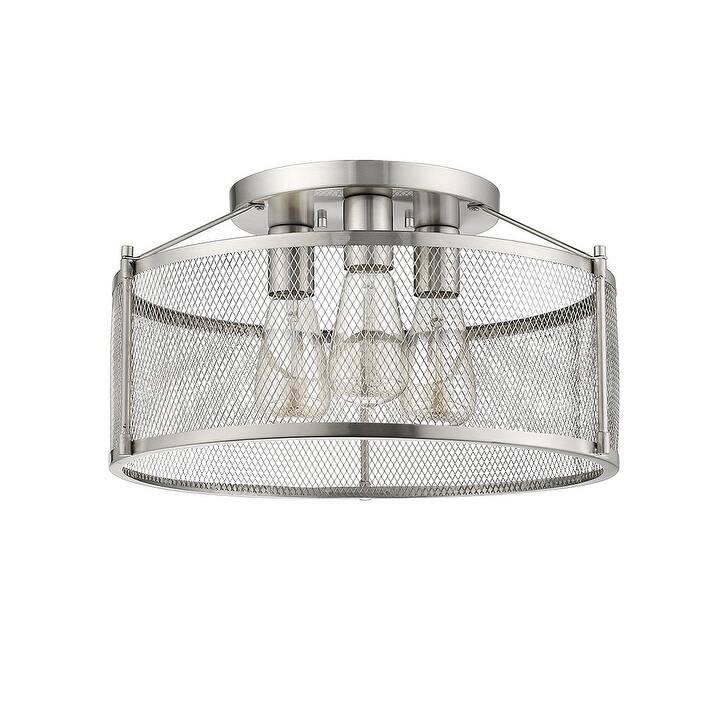3 Light Screen Retro Drum Metal Semi-Flush Nickel
