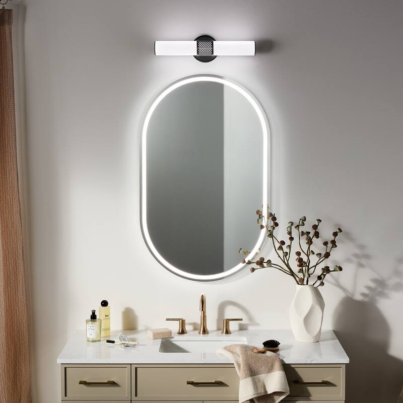 Kichler Lighting Sashi 18" Bath Bar Small LED with White Glass in Black