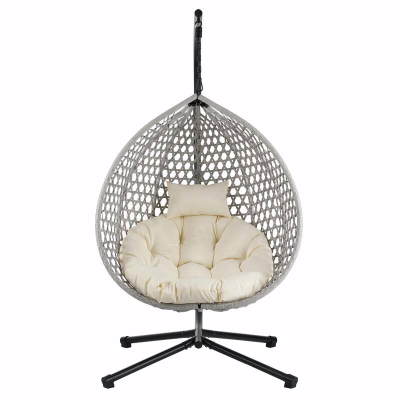 Sturdy Hammock Chair with Stand - Durable Hanging Egg Chair with Rattan Weaving