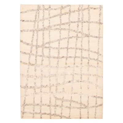 ECARPETGALLERY Hand-knotted Tangier Cream Wool Rug - 5'3 x 7'6