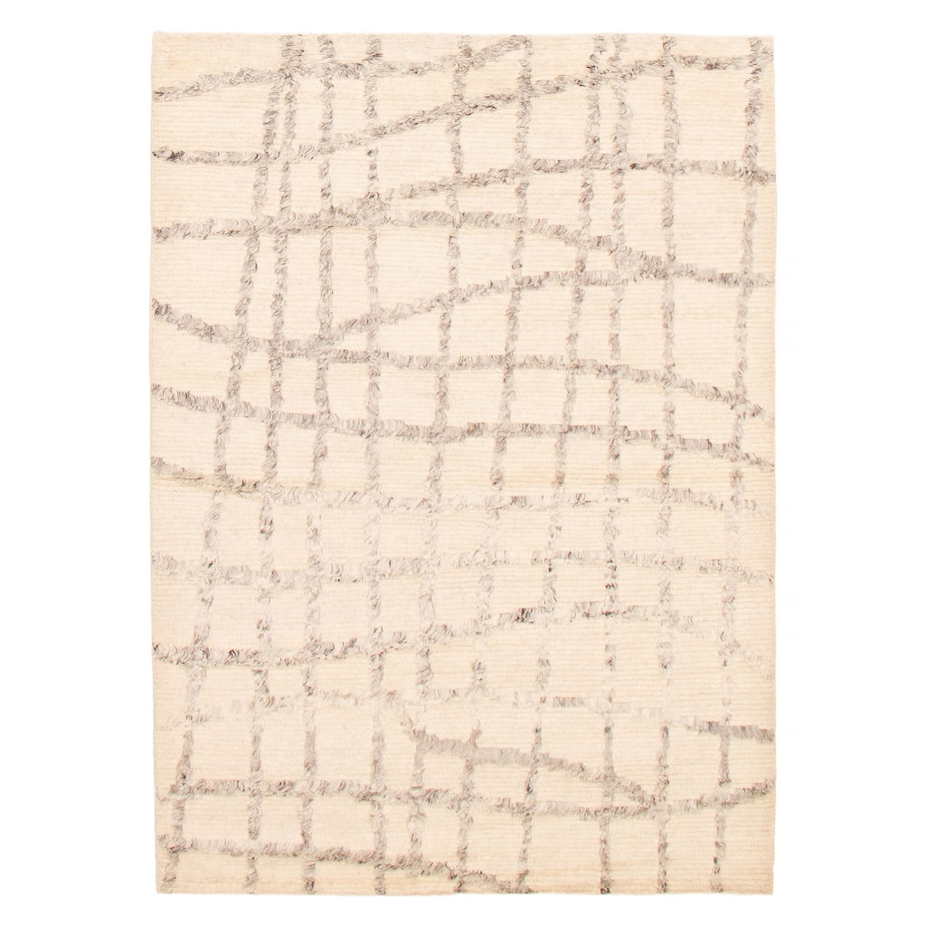 ECARPETGALLERY Hand-knotted Tangier Cream Wool Rug - 5'3 x 7'6