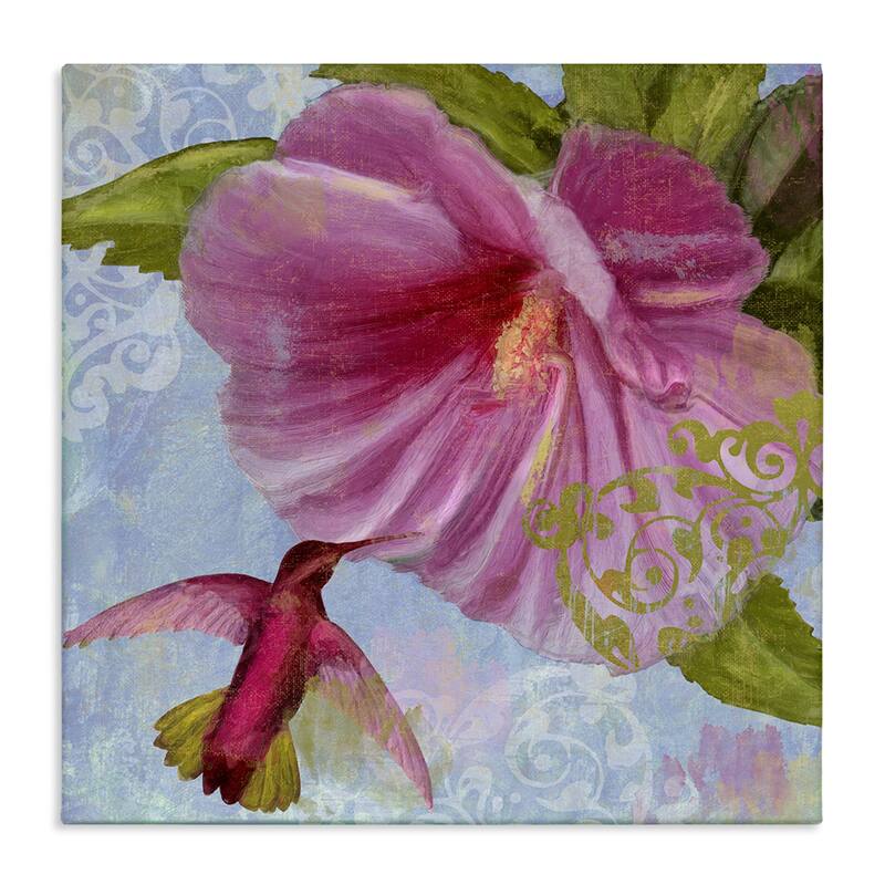 Stupell Hummingbird & Purple Poppy Canvas Wall Art Design By Sasha - 30 x 30