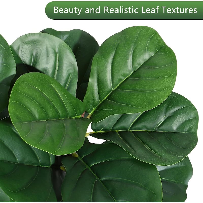 Artificial Fiddle Leaf Fig Tree with White Planter Pot for Home Decor